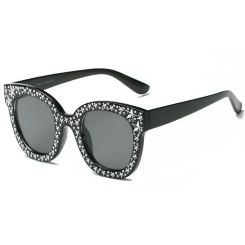 Stylish Black w/ Silver Star Design Sunglasses